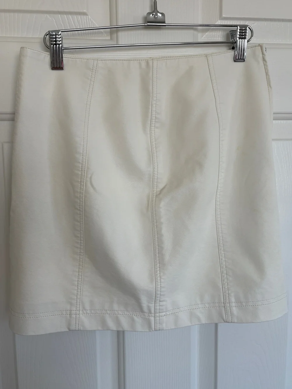 Free People White Faux Leather Mini Skirt